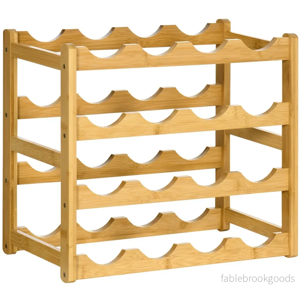 Bambu vinställ – Rymmer 16 flaskor, naturlig finish