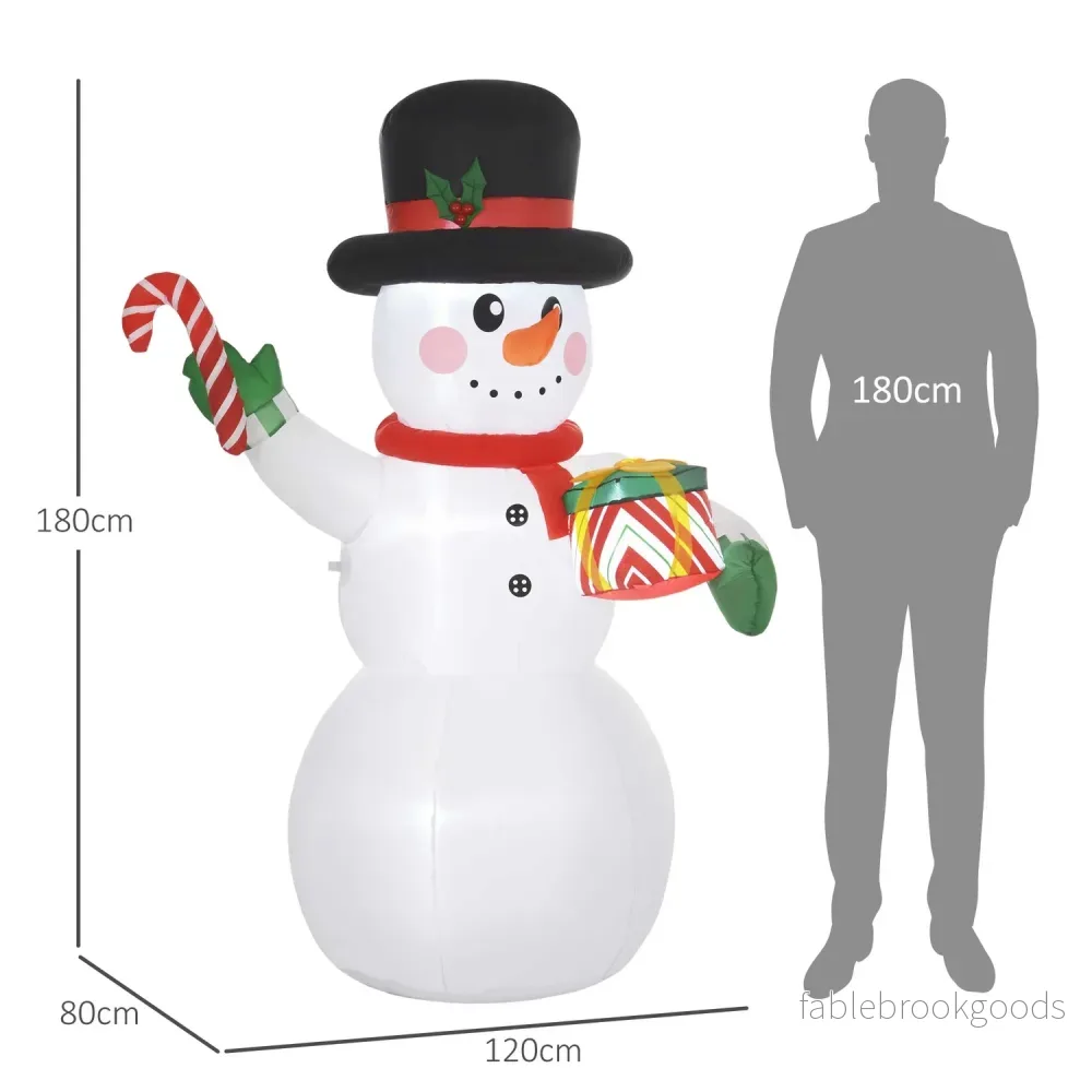 Uppblåsbar 1,8 m snögubbe med LED-lampor för inomhus/utomhus - Bild 3