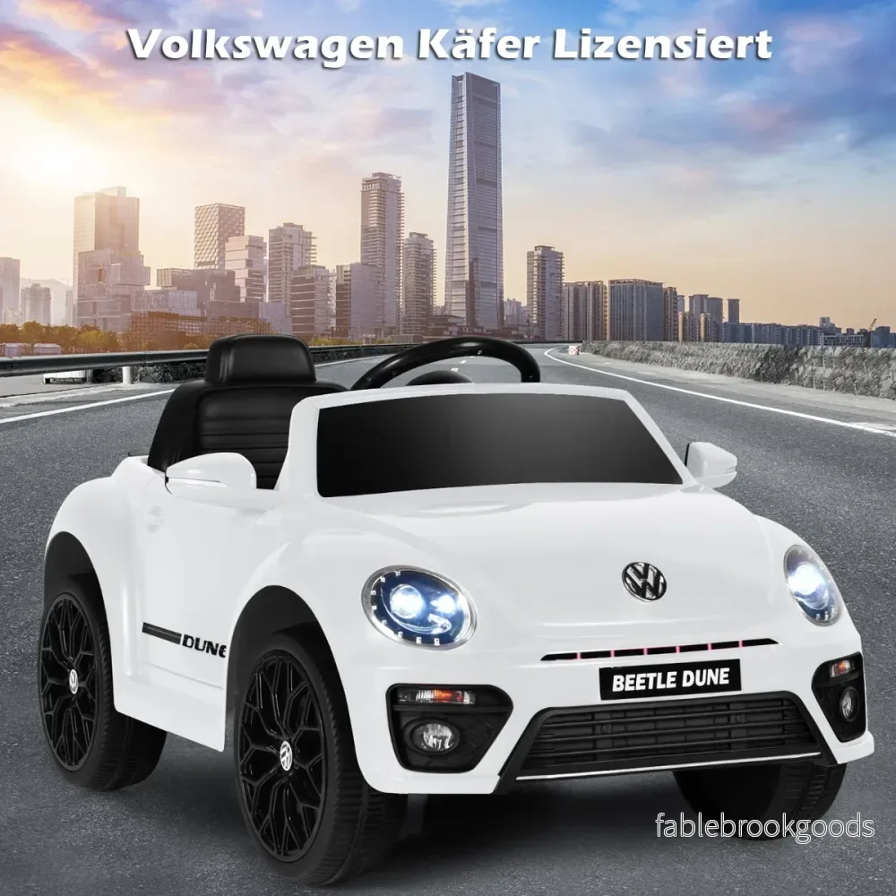 VW Beetle – barnbil med musik och ljuslägen inkl 2,4G Fjärrkontroll – 2 – Vit - Bild 2