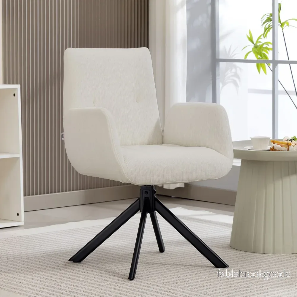 Snurrstol, modern design, krämvit, 120 kg kapacitet - Bild 2