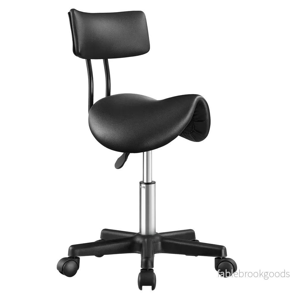 Zadelkruk - Ergonomisch - Op Wielen - 360° Draaibaar - Inktzwart