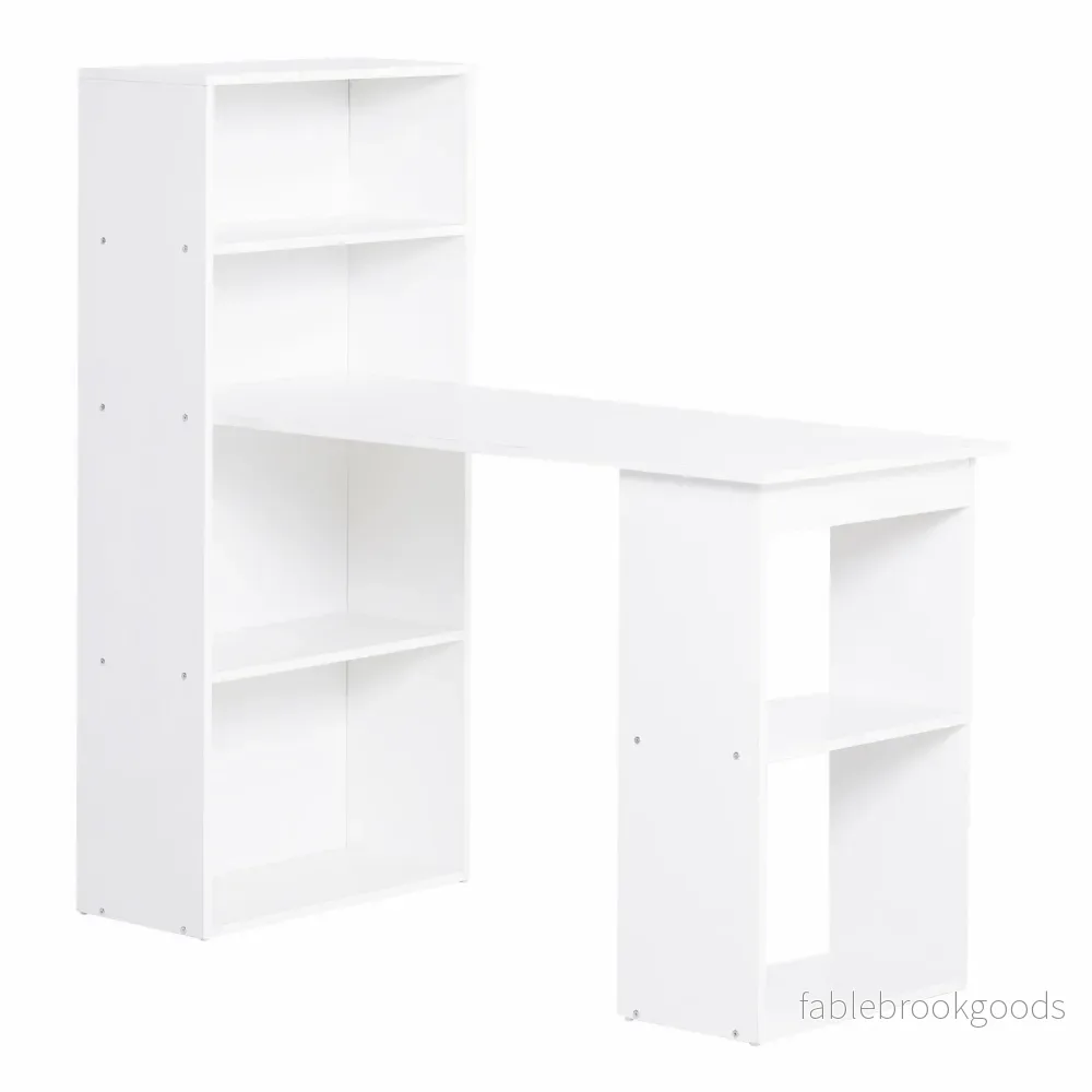 Vitt Skrivbord Köksbord Med Hylla – 120x55x120 cm Vitt Skrivbord Köksbord Med Hylla – 120x55x120 cm