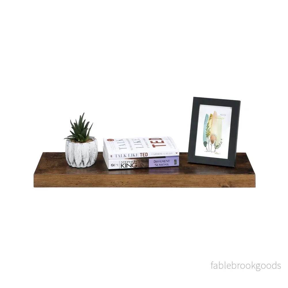 Flytande hylla – rustik design – 60 x 20 x 3,8 cm – brun - Bild 2