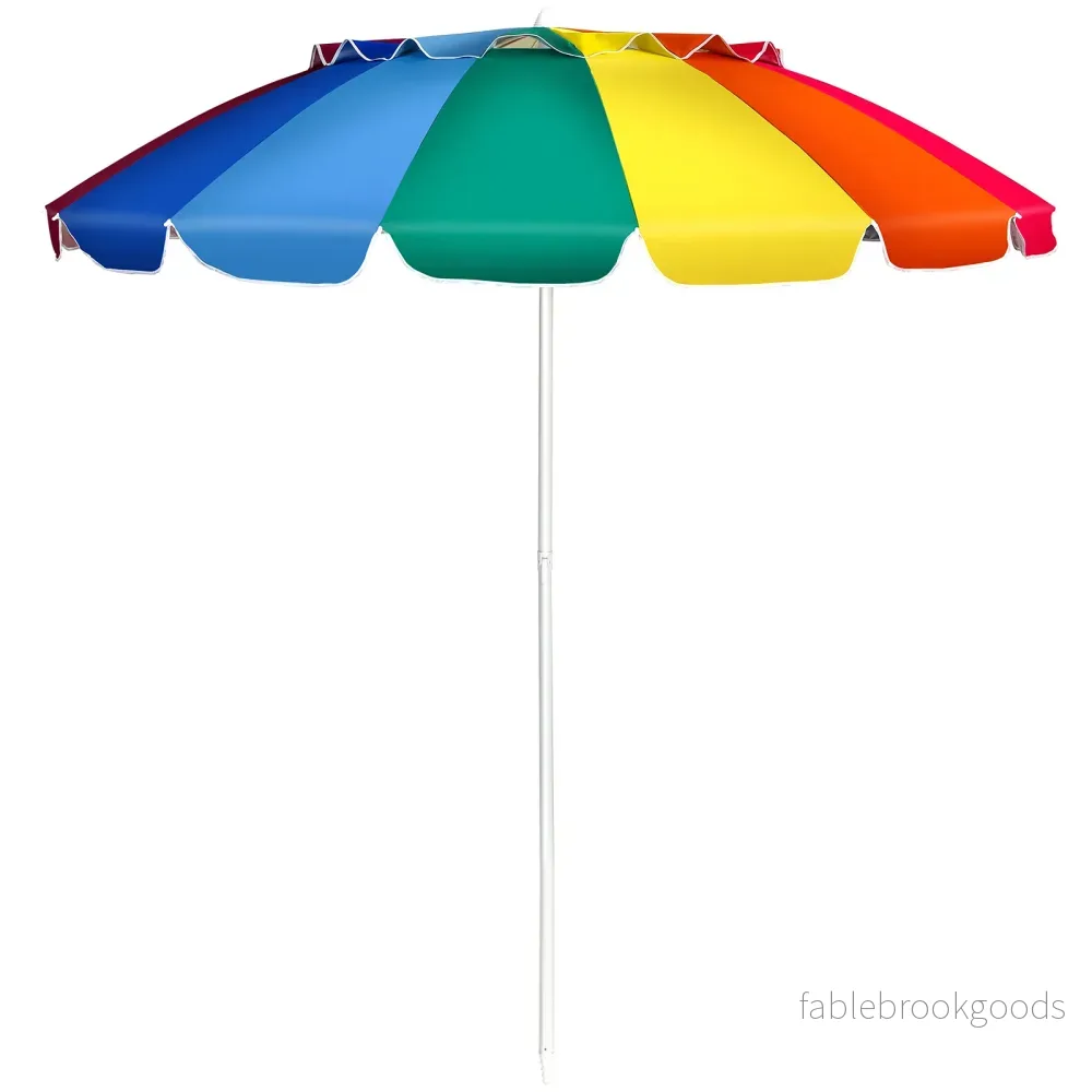 Strandparasoll – Utomhusparasoll i aluminium Lutbart uteplatsparaply Färgglatt – 243 cm – Färgglad - Bild 2