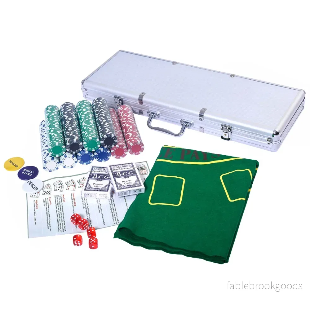 Pokerset – pokerfodral laserchips aluminiumfodral i + tyg pokerdäck – 500 2 – Vit - Bild 2