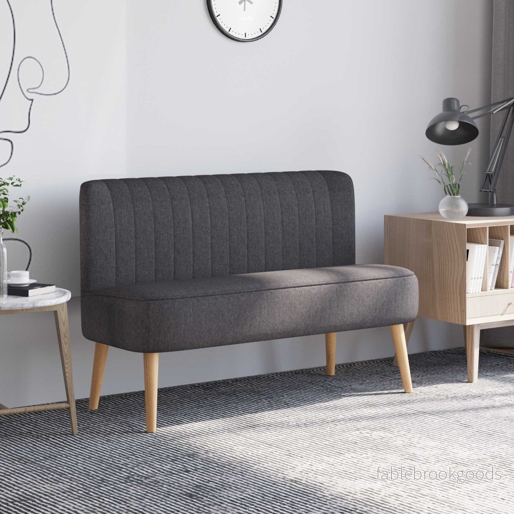 2-sitssoffa, mjuka kuddar, lättskött överdrag, mörkgrå - Bild 2
