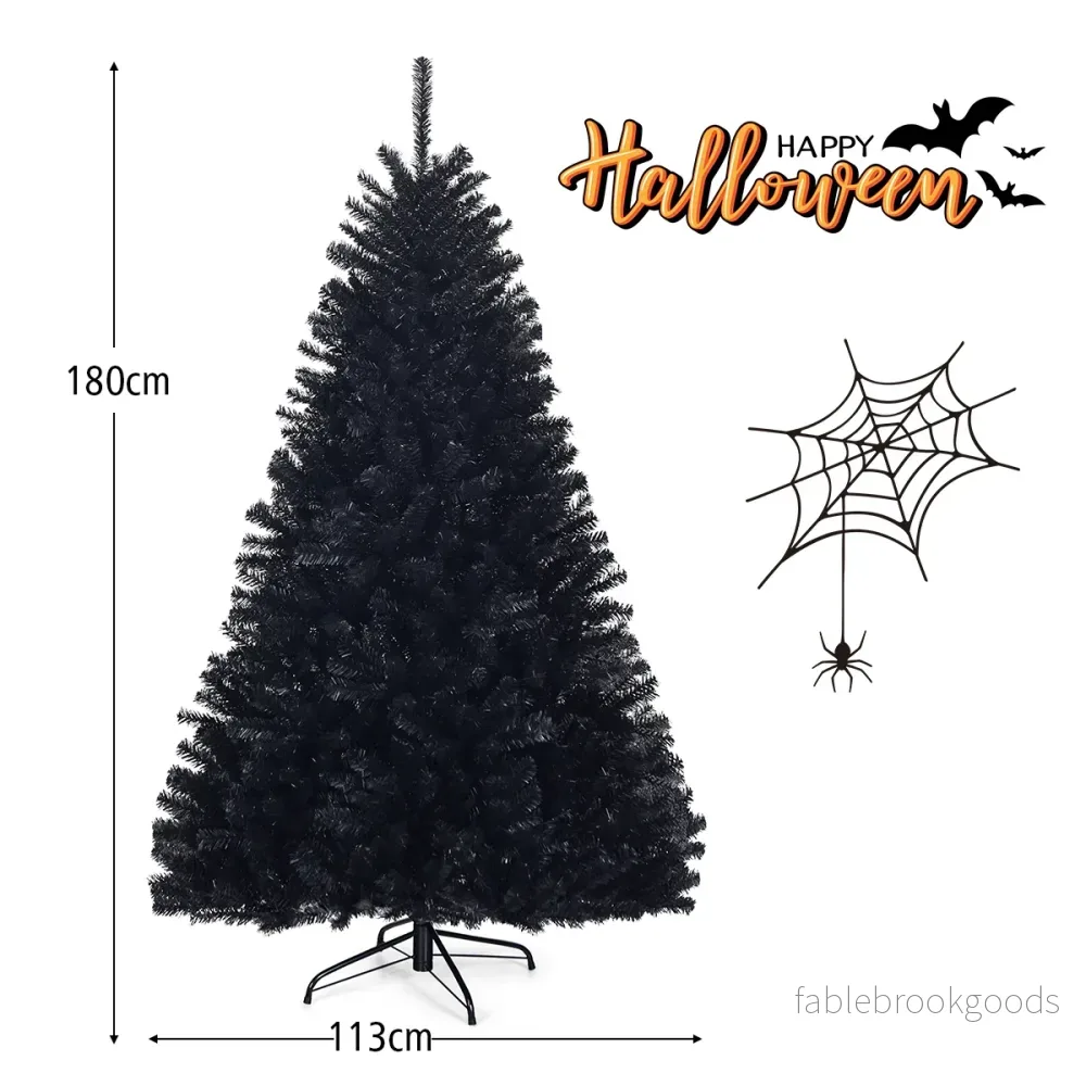 Hög – konstgjord vikning Halloween julgran PVC spetsar – 180 cm – Svart - Bild 2