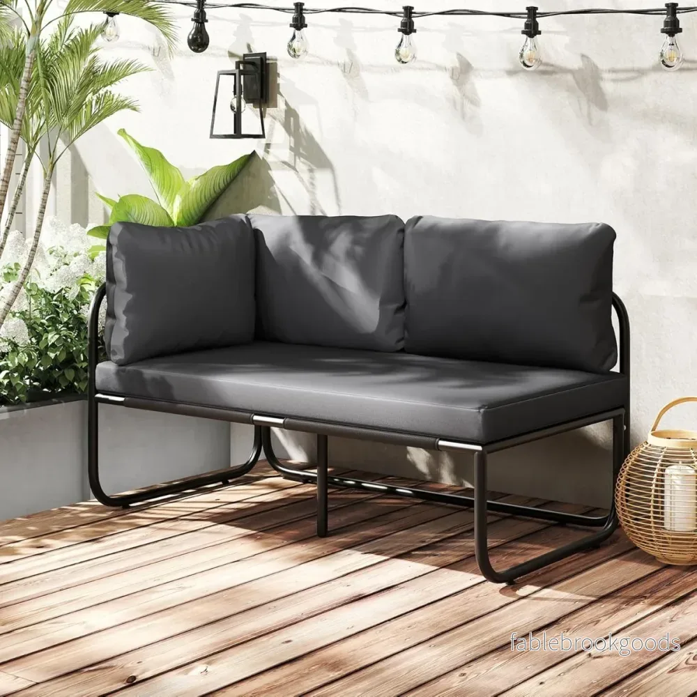 Trädgård – Lounge Soffa Möbler Utomhus med Kuddar sits – 2 – Grå - Bild 3