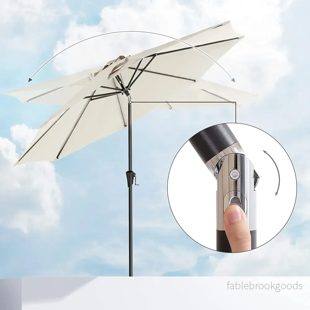 Trädgårdsparasoll – Tiltbar med vev – Ø 270 cm – Beige - Bild 3