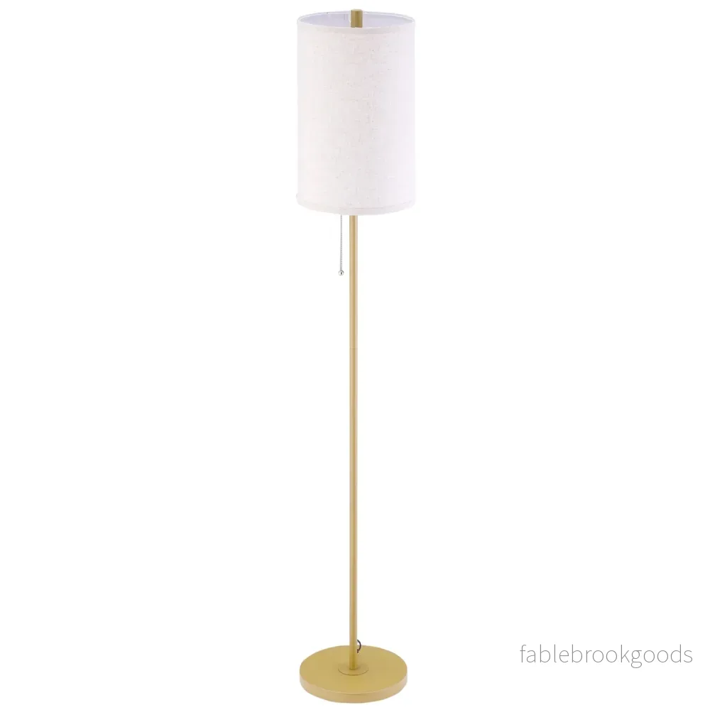 Golvlampa med linneskärm, dragkedja och stålstativ