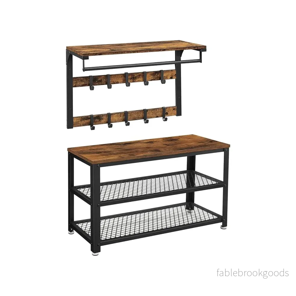 Vägghängare – med metallram – vintage brun och svart Vägghängare – med metallram – vintage brun och svart