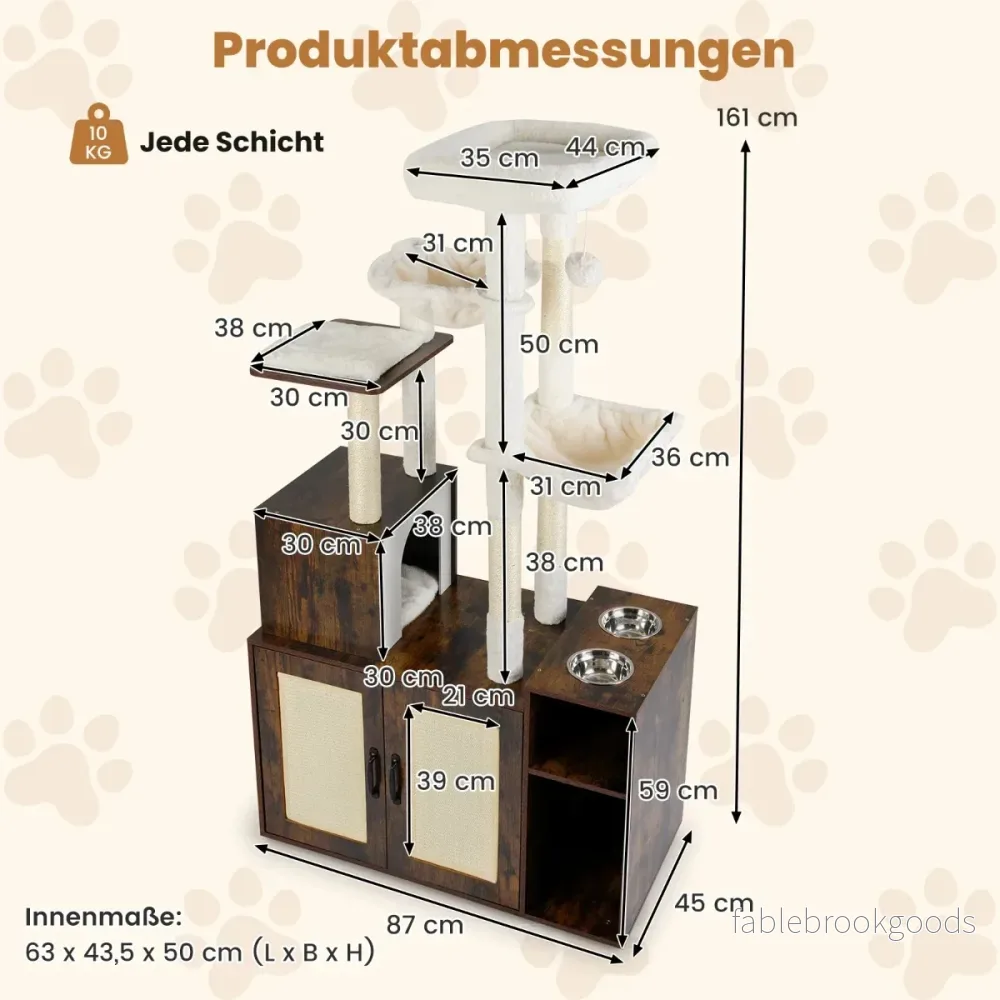 Kratstativ – med gömställe, kattlåda, hängmattor och utsiktsplattform Kattklätterträd Brunt – 2 – Brun - Bild 2