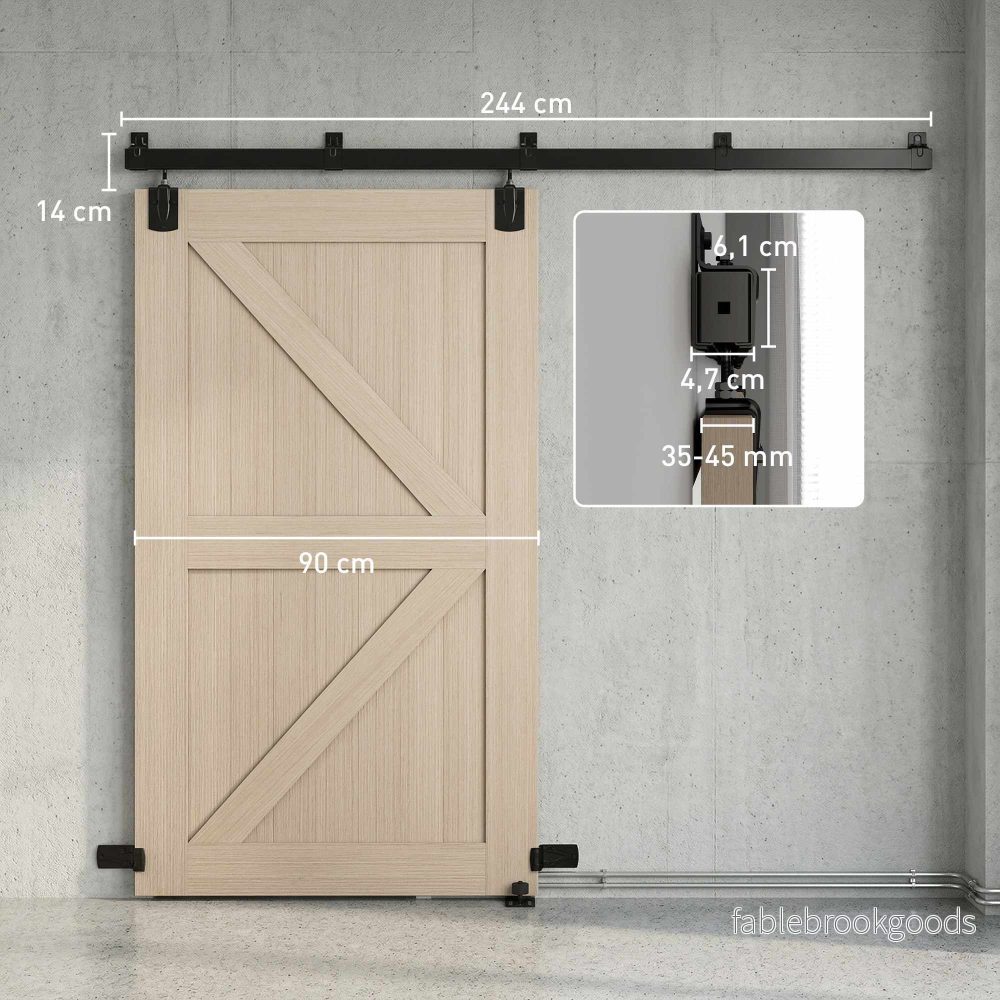 Kraftigt skjutdörrsbeslagset, 244 cm svart stål - Bild 3