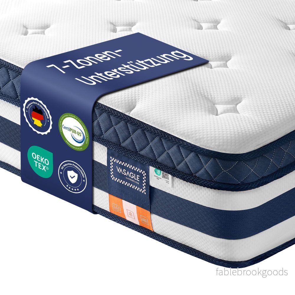 Pocketveringmatras – 7 Zones – Gel-Traagschuim – 140 x 200 cm – Blauw Pocketveringmatras – 7 Zones – Gel-Traagschuim – 140 x 200 cm – Blauw