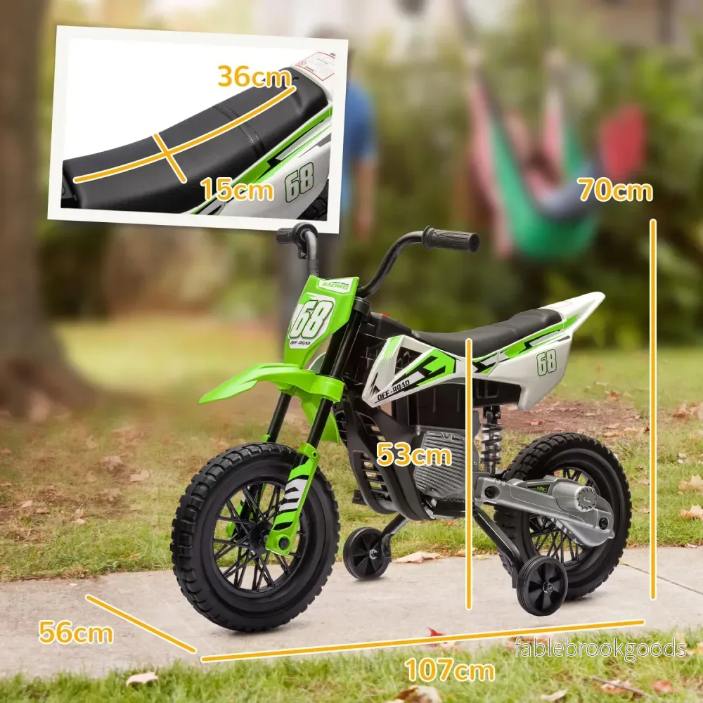 Elmotorcykel för barn, 12V, musik, 3-6 år, grön - Bild 3