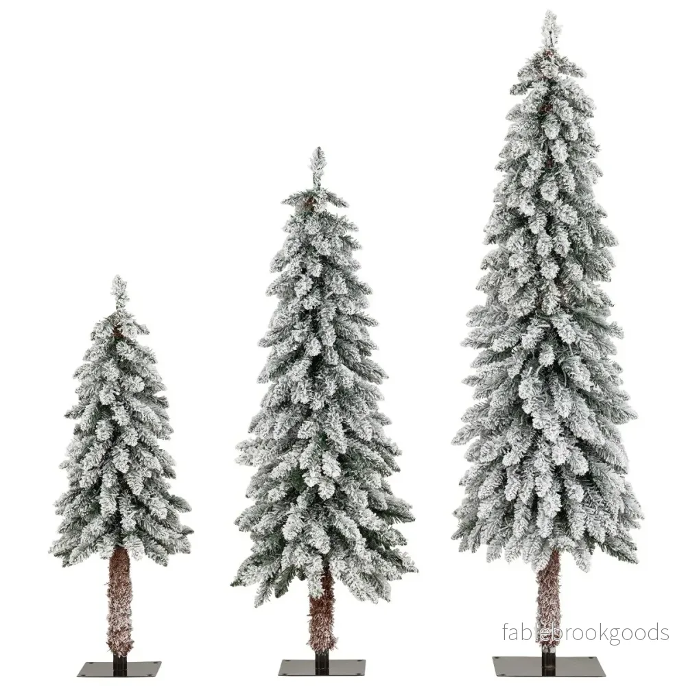 pack – konstgjorda julgranar med belysning och snö – 3 90 / 120 / 150 cm – Grön och vit