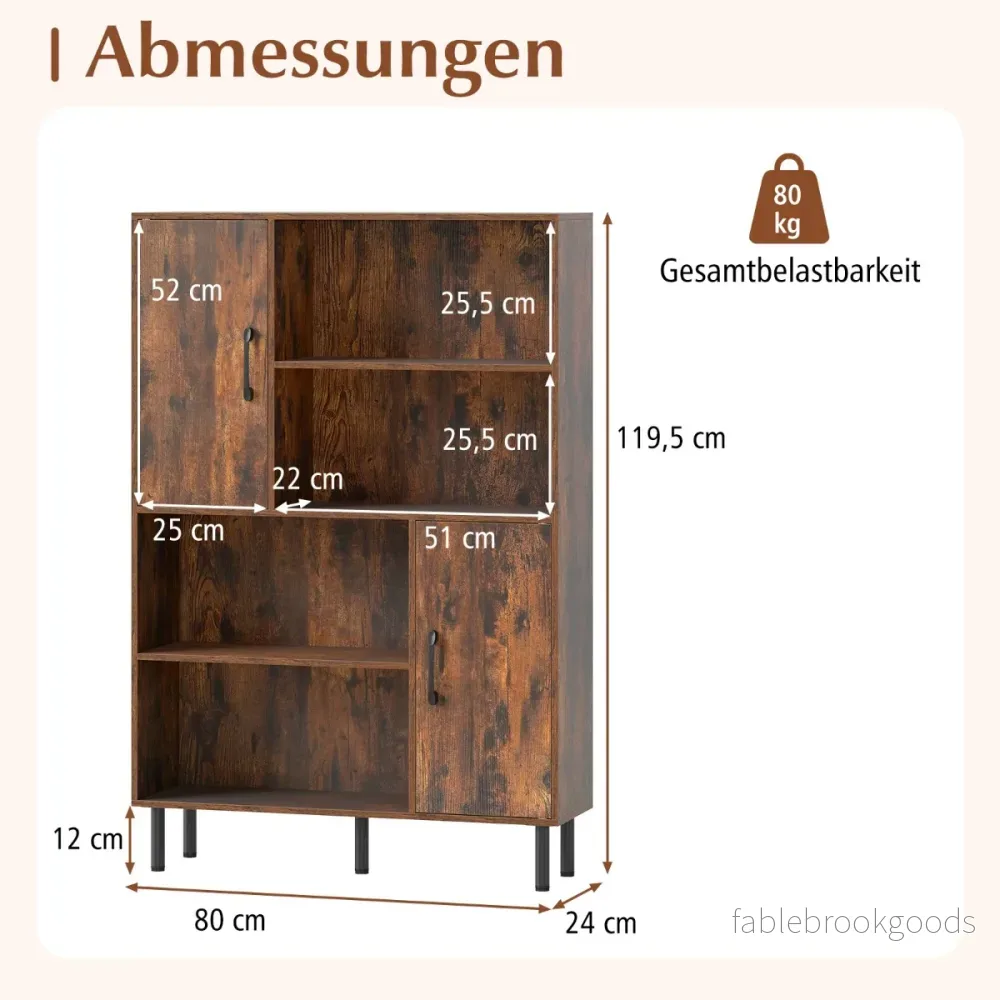 Sideboard – köksskåp med öppna fack och dörrar, byrå – 4 2 – Brun - Bild 2