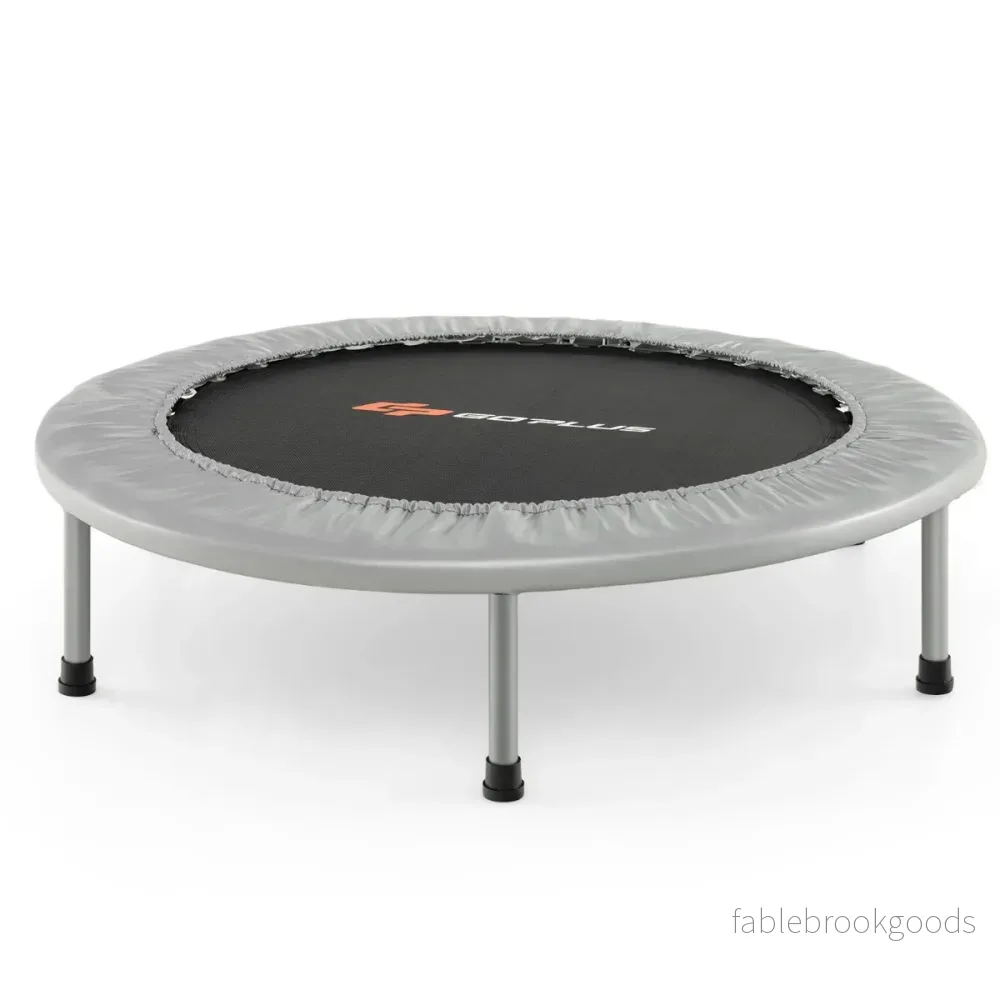 Mini – studsmatta Fitness hopfällbar upp till lastkapacitet – 150 kg Ø 97 cm – Grå