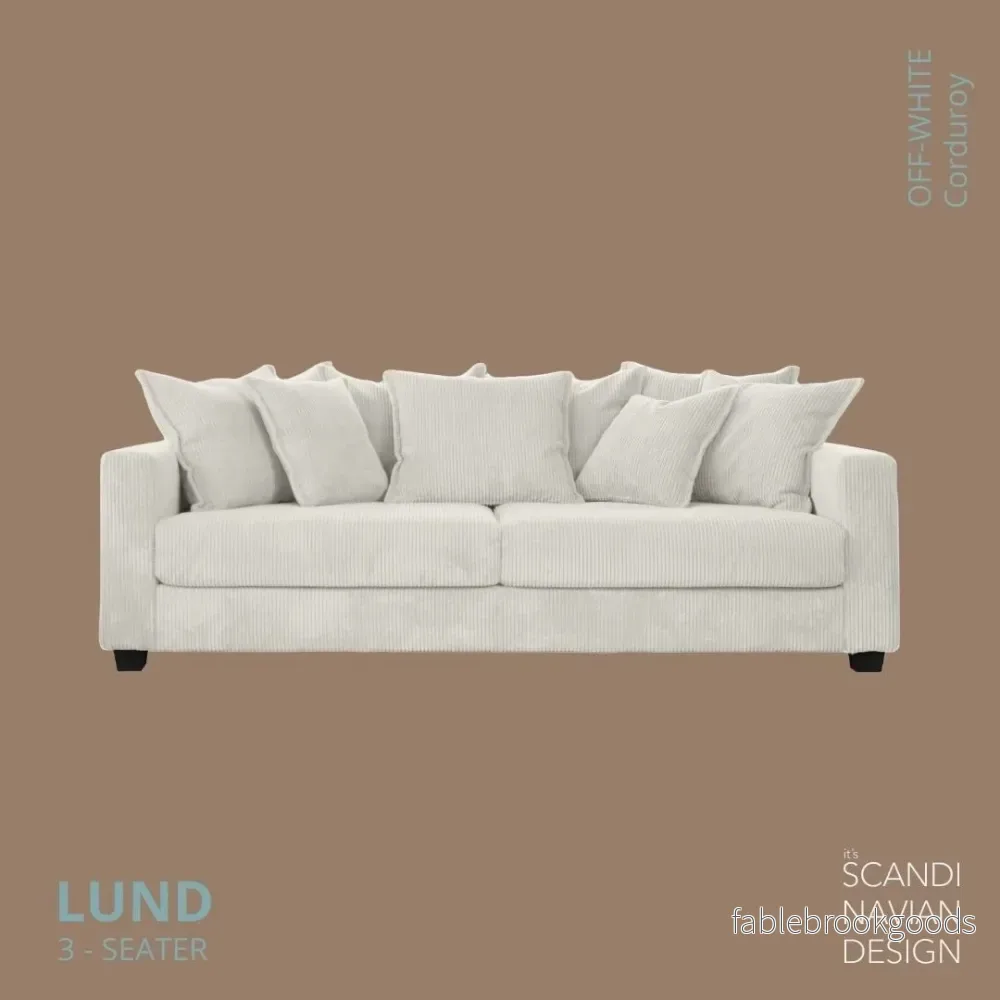 Lund 3-seater Sofa, Off-White Corduroy, removable & washable cover Lund 3-seater Sofa, Off-White Corduroy, removable & washable cover