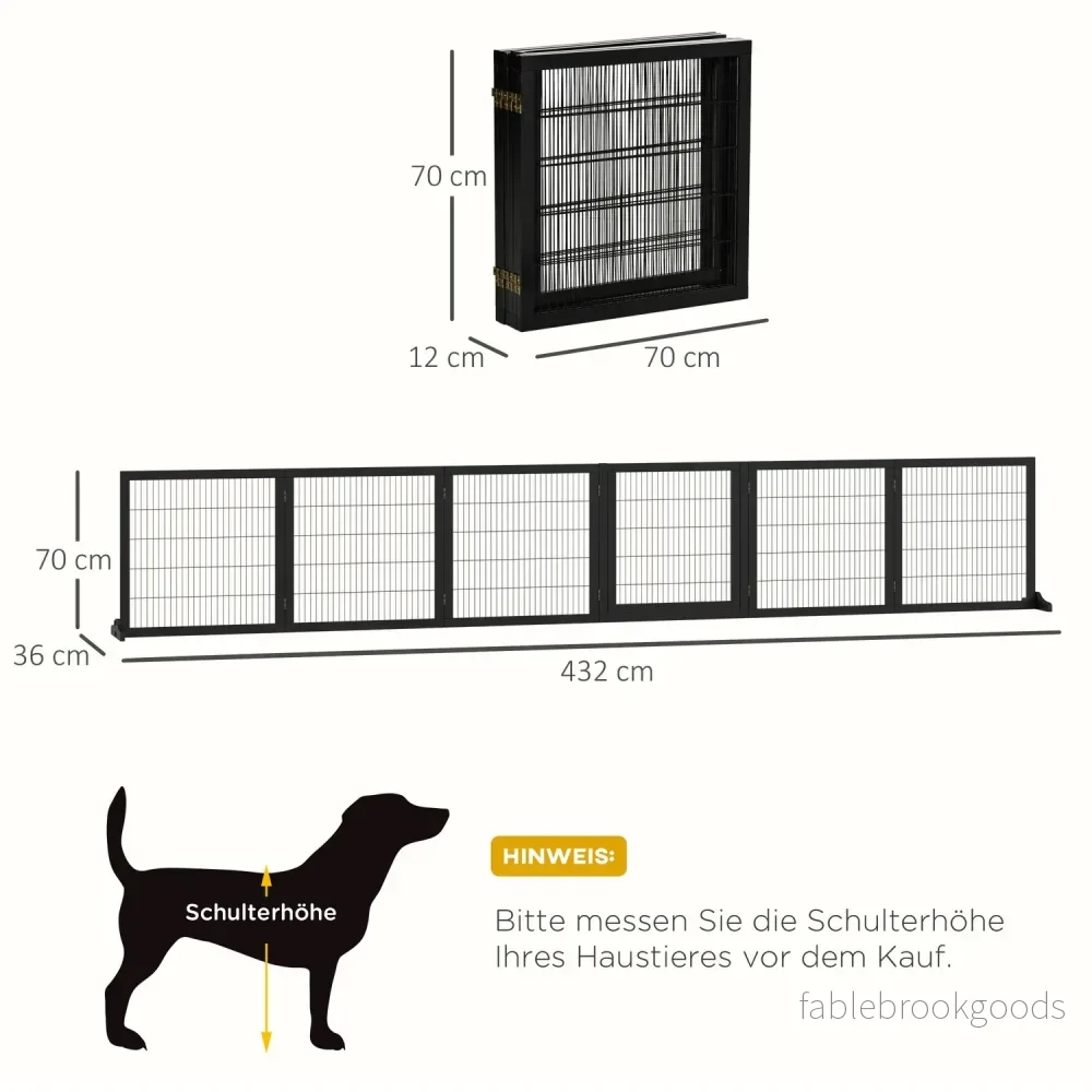 Dog Gate – Fällbar säkerhetsbarriär, Furu & Metall, 432x36x70 cm - Bild 3