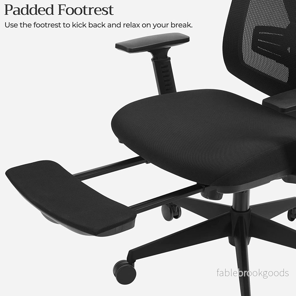 Kontorsstol – Ergonomisk med fotstöd – Svart - Bild 2