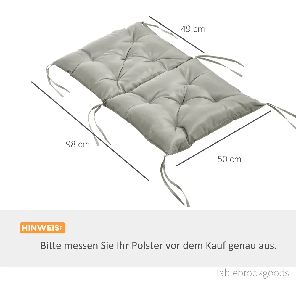 Set med dynor till utomhusstolar, 98x50 cm, ljusgrå, 8 cm tjock - Bild 3