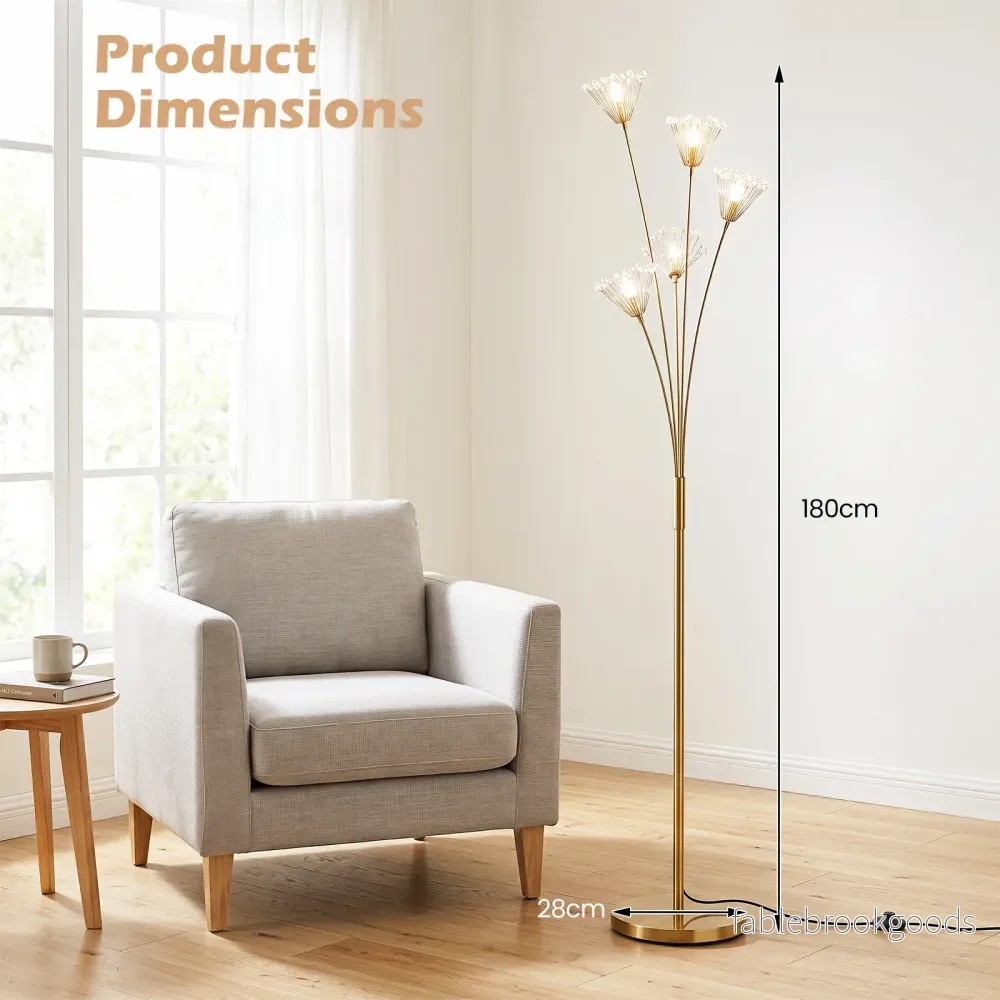 Modern – golvlampa i maskrosform, dekorativ stående med metallram – 28 x 180 cm - Bild 2