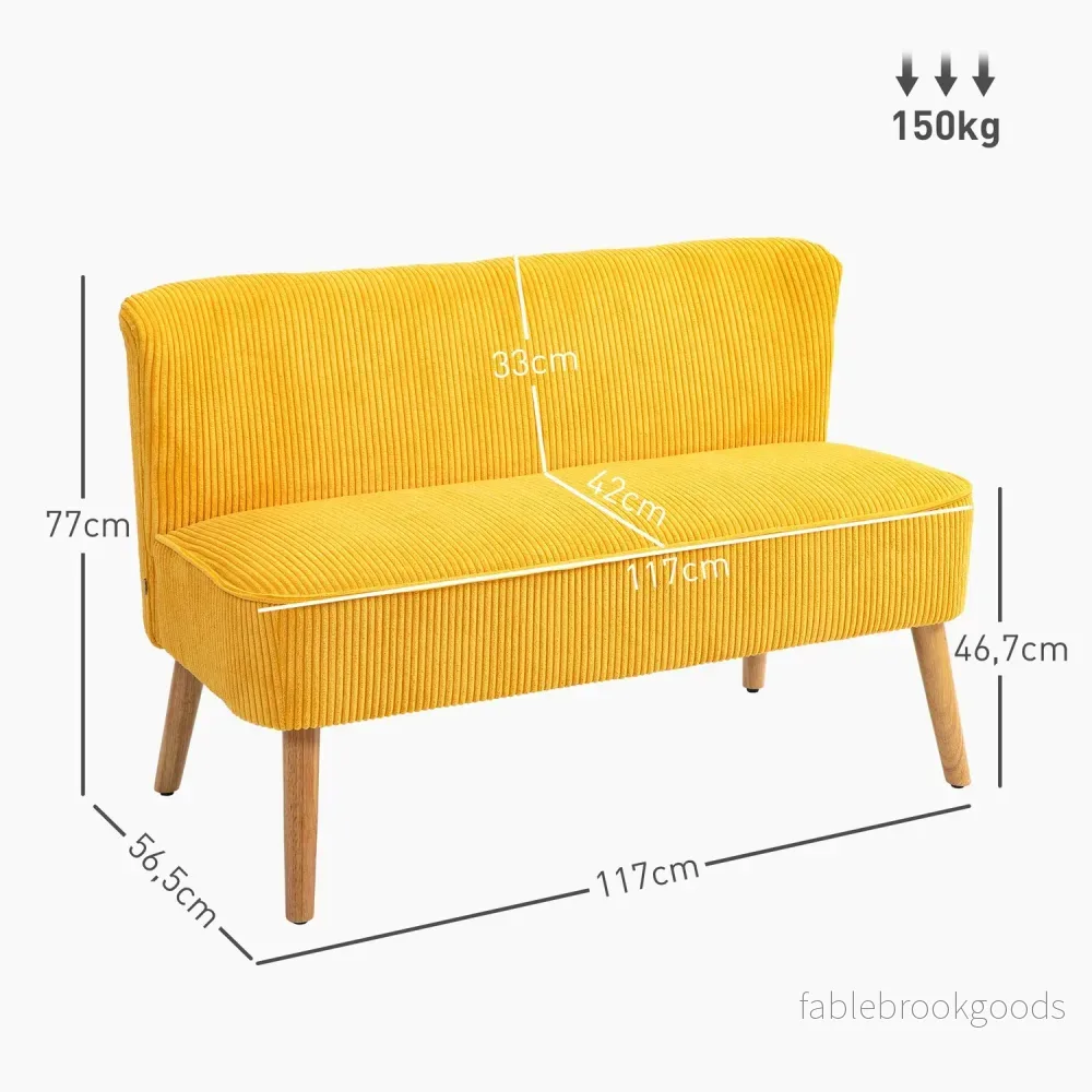 2-sits stoppad soffa, gul, 117x56,5x77 cm - Bild 3