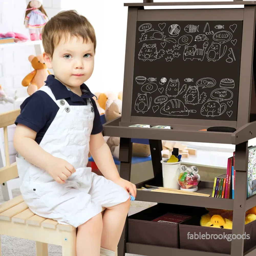 i – barnstavla för Dubbelsidig whiteboardtavla inkl. magneter småbarns – 3 1 – Kaffe - Bild 2