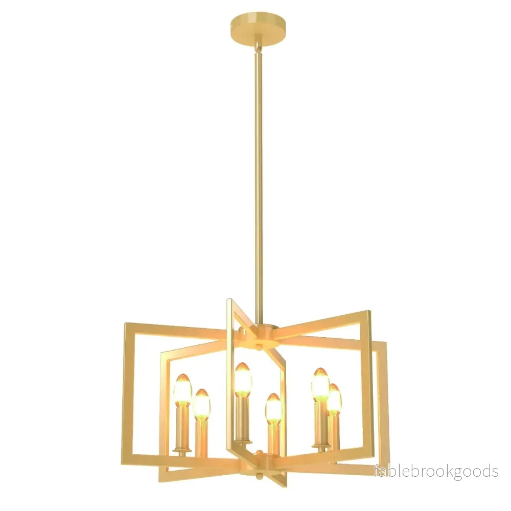 låga – Kronljus Taklampa industriell Pendellampa med justerbart Höjd – 6 67-157 cm – Guld