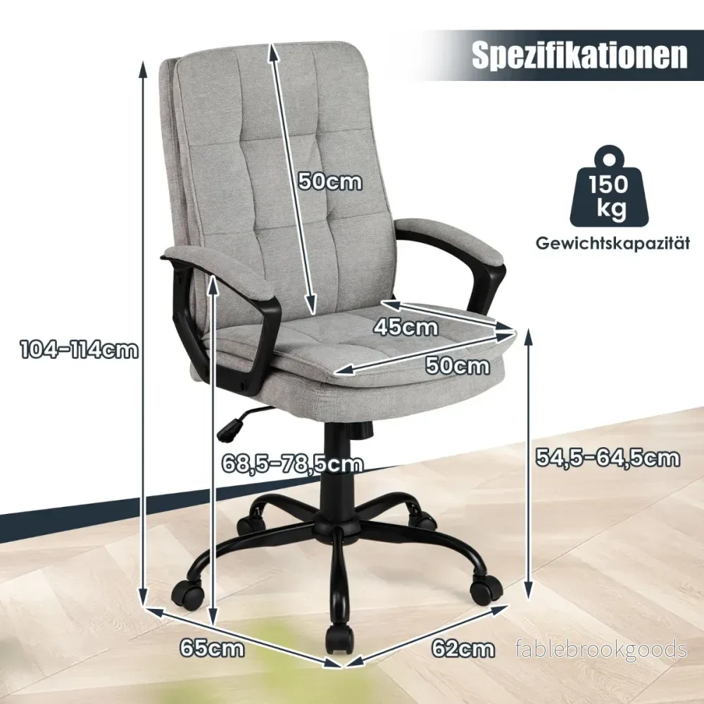 Ergonomisk – kontorsstol med armstöd och hjul Höj sänkbar snurrstol Datorstol – Grå - Bild 2