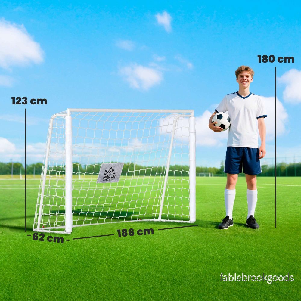 Barnfotbollsmål, stötdämpande, 186x123cm, vit - Bild 3