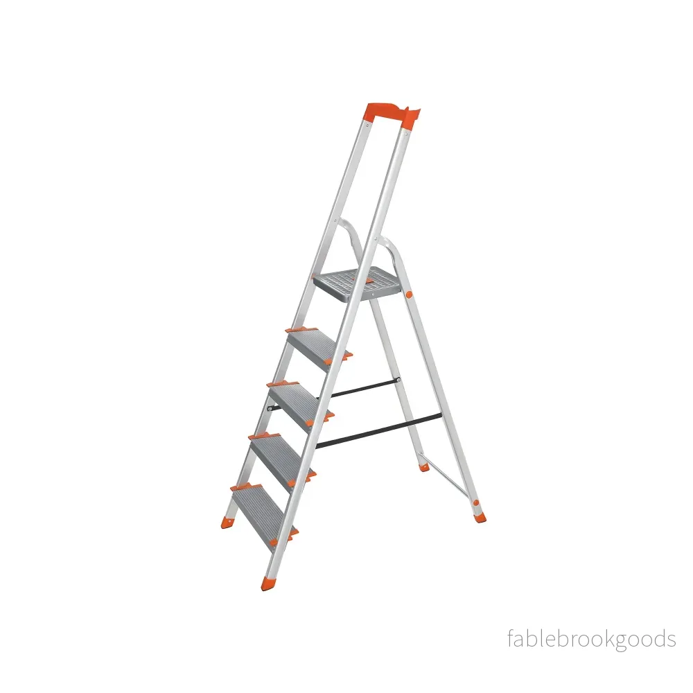 Fällbar stege – Halkfri – 5 steg – Grå-orange Fällbar stege – Halkfri – 5 steg – Grå-orange