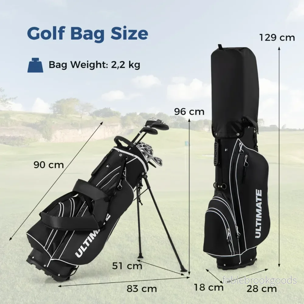 Komplett – golfklubbs och bultsats för vänsterhänta män, bärbar lätt golfbag – Svart