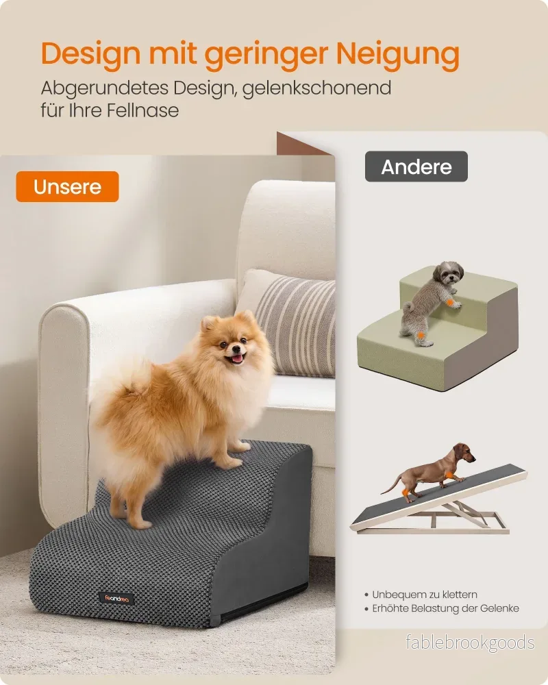 Hondentrap - Met Antislip Treden - Voor Kleine Honden - Leigrijs - 40 x 40 x 30 cm - Bild 3