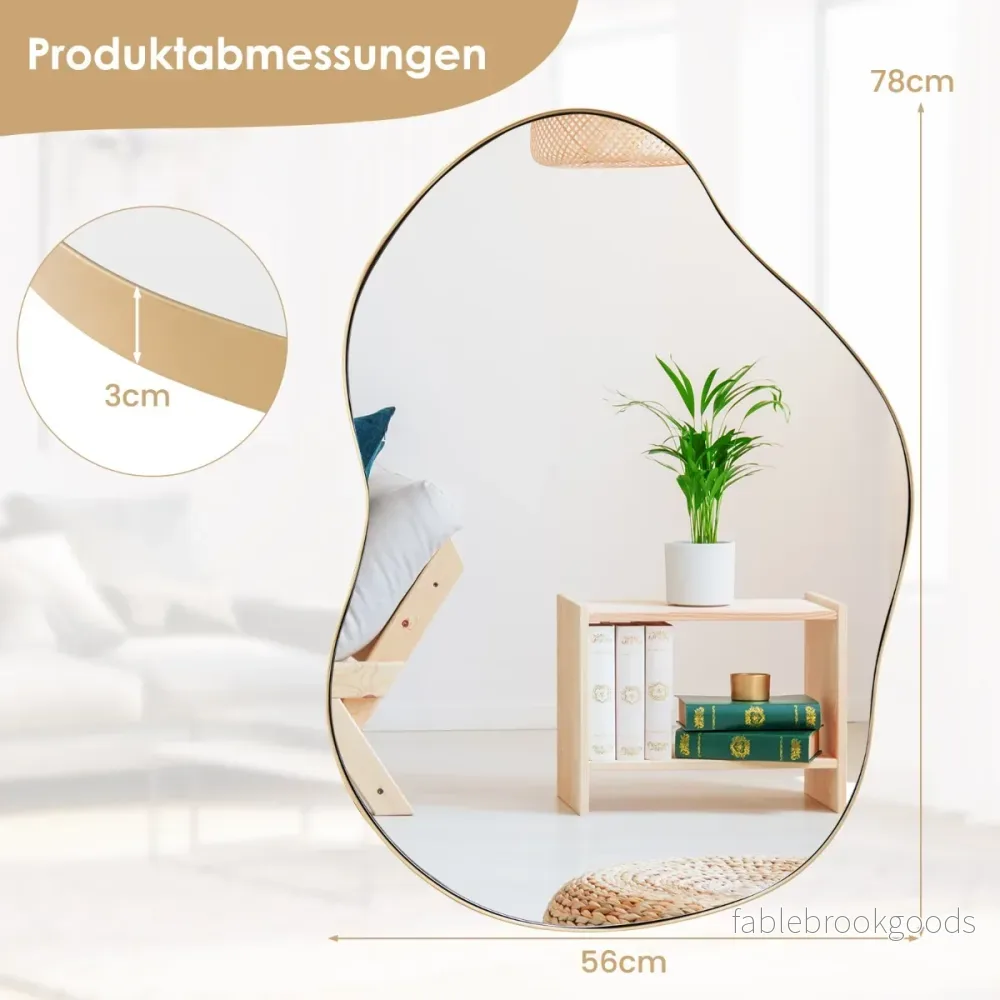 Asymmetrisk – väggspegel med premium bakpanel Oregelbundet formad – 78 x 56,5 cm – Svart - Bild 2