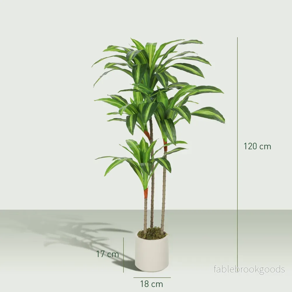 Konstgjord dracaena 120 cm, flexibla stammar, vit kruka - Bild 3