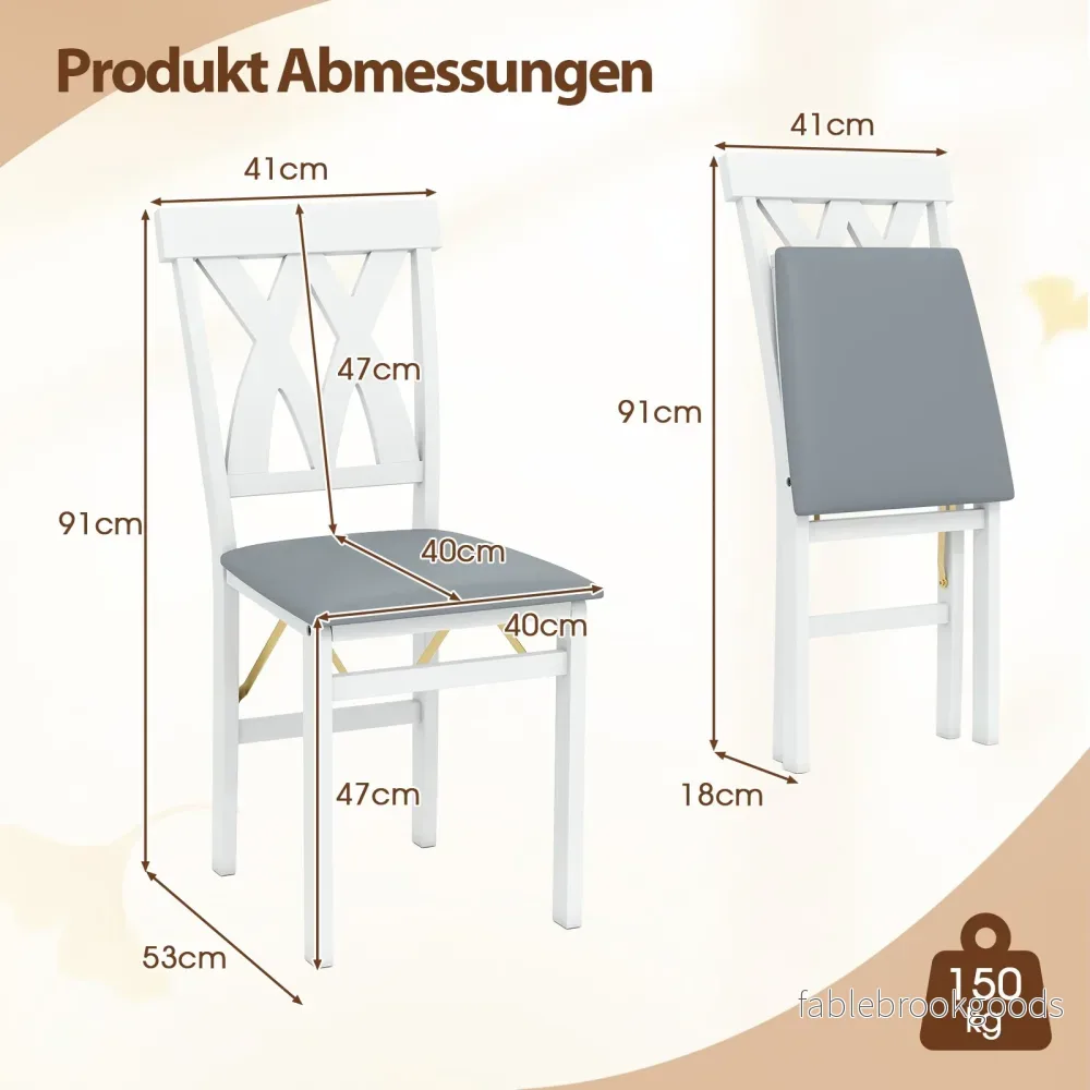 pack – matstolar, hopfällbar köksstol med vadderad sits, sidostol – 2 – Vit - Bild 2