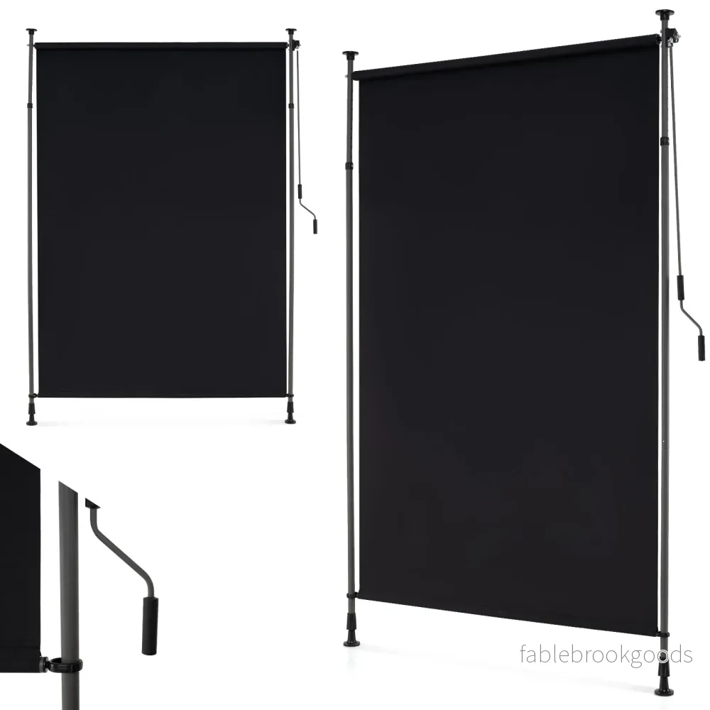 Vertikalmarkis – utomhus höjdjusterbar och utdragbar balkongmarkis – 200 x 220-310 cm – Svart
