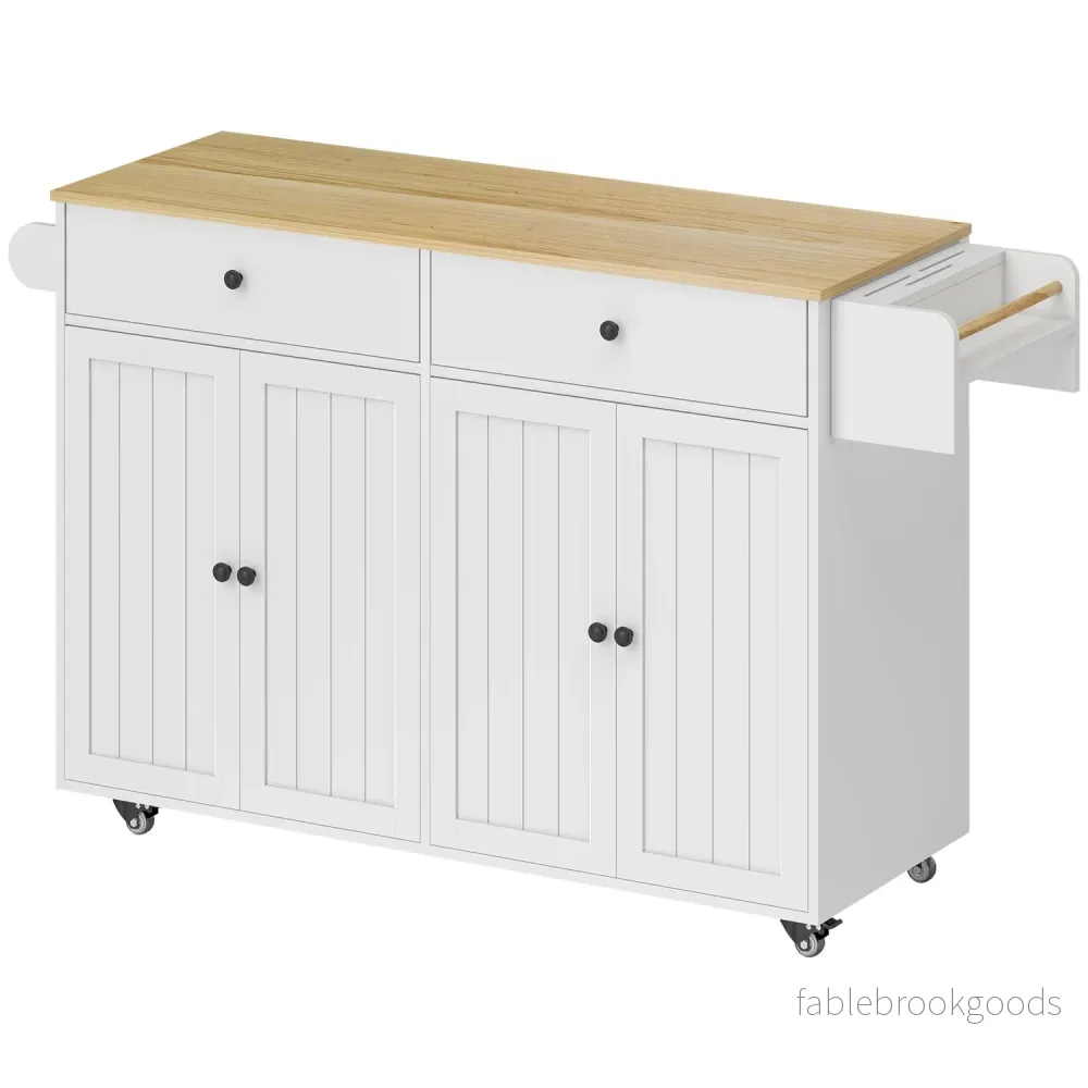 Mobil köksö, 2 lådor, kryddhylla, MDF, vit