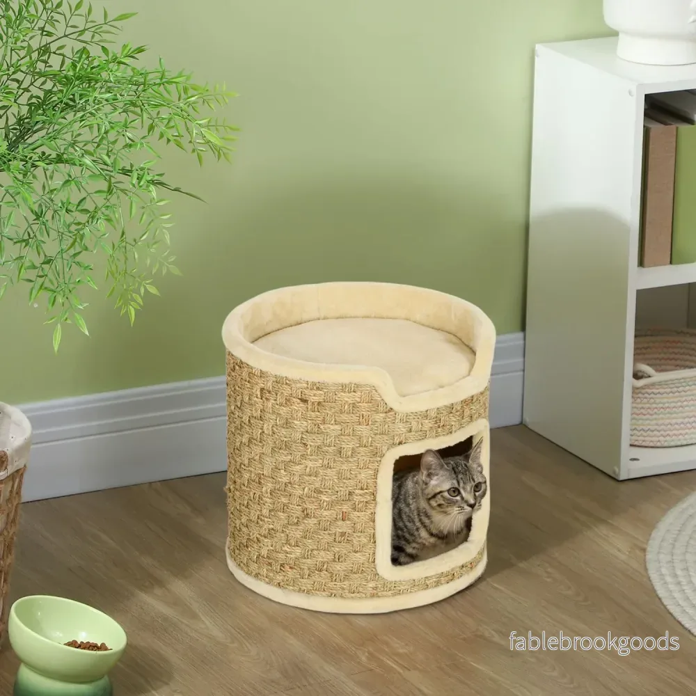 Cat Tower – 37 cm Sisal fat, dubbelnivå, Khaki - Bild 2