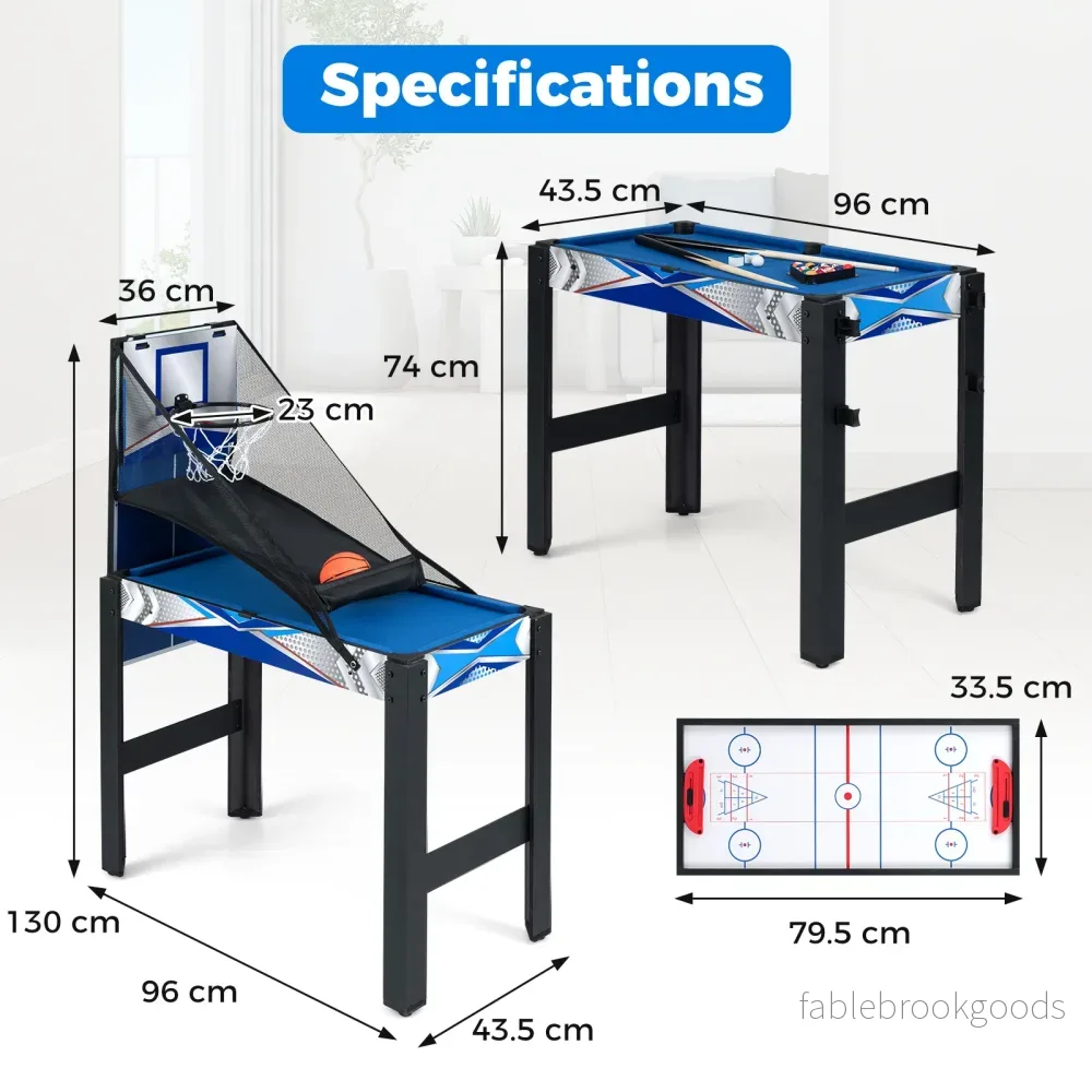 6‑i‑1 – spelbord för barn och vuxna, multifunktionsbord med basket, biljard airhockey - Bild 2