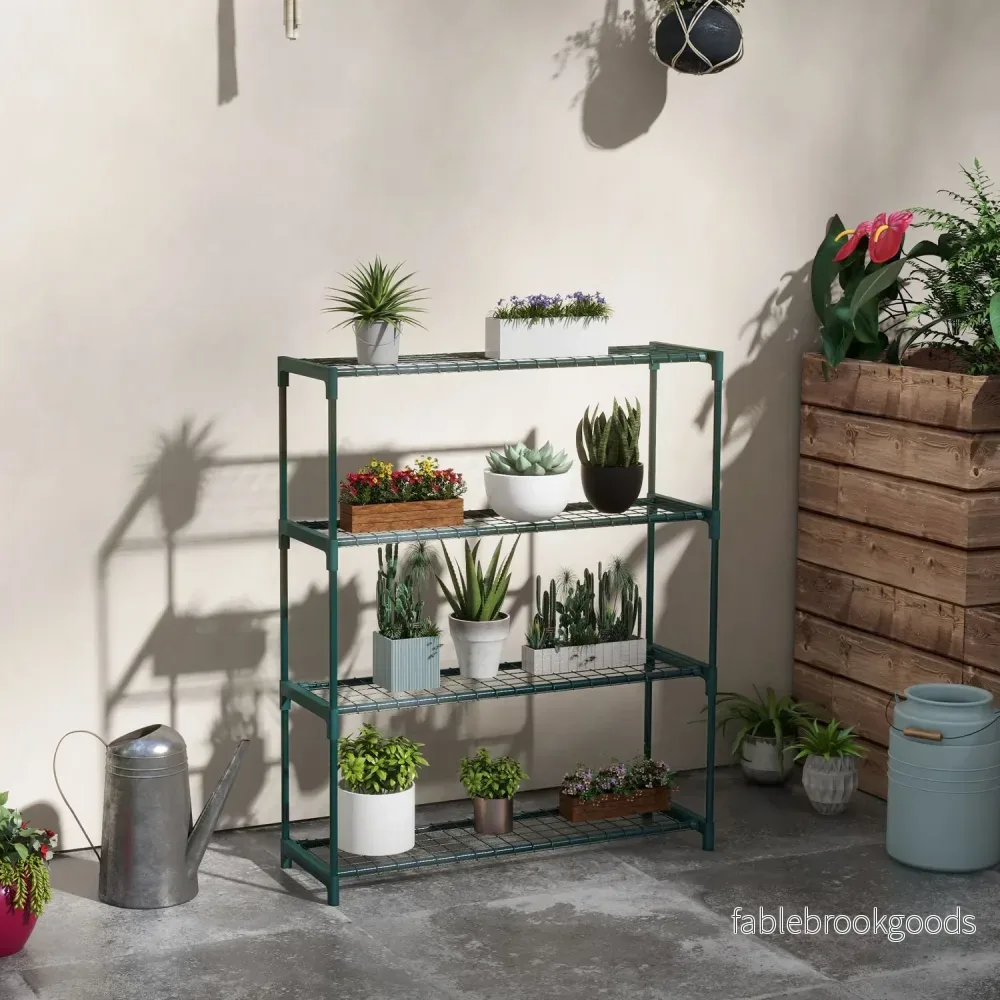 Planthylla – Blomstativ i 4 våningar i stål, mörkgrön - Bild 2