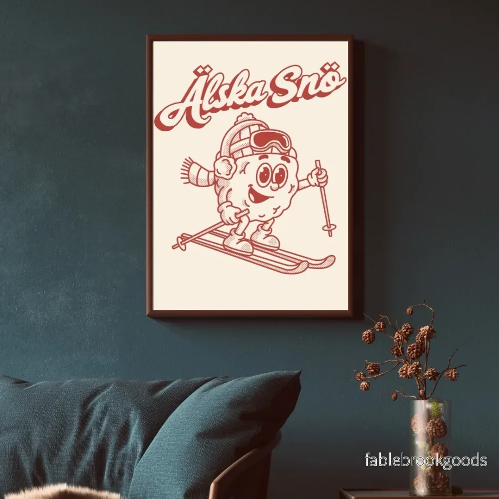 Vintage Snöboll på Skidor poster - Bild 2