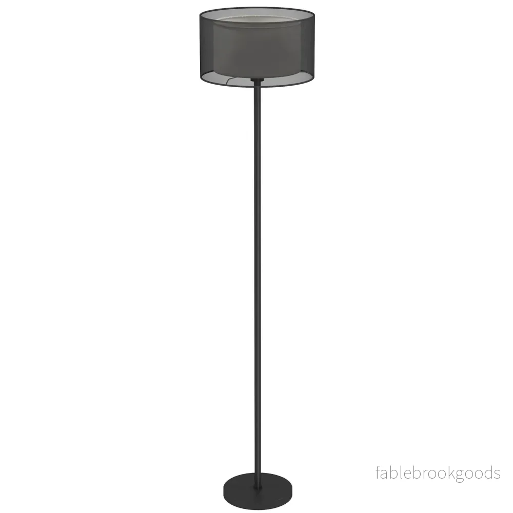 Golvlampa med E27-sockel, tvåfärgad tygskärm