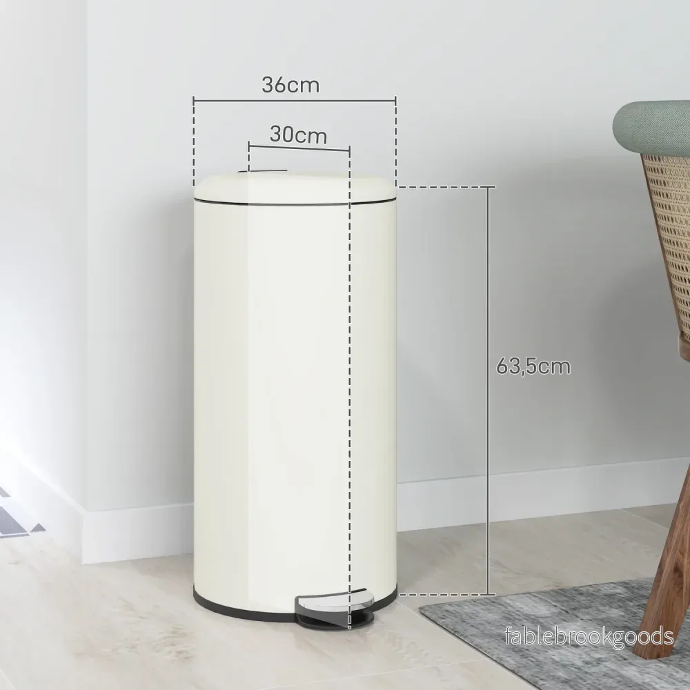 Metallpedalsoptunna med lock – 30L, inre soptunna medföljer - Bild 3