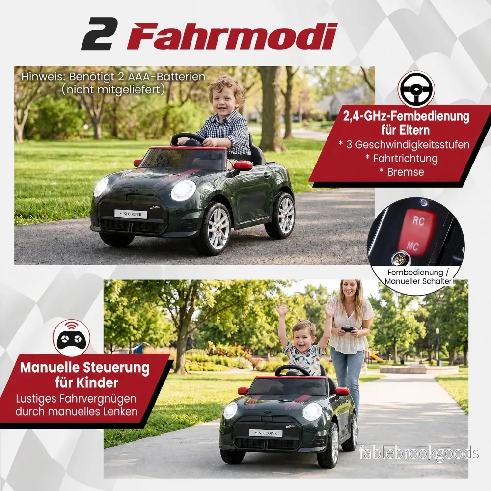 Barnbil – V i BMW Mini design Elbil för med fjärrkontroll LED och Mjukstart – 12 - Bild 3