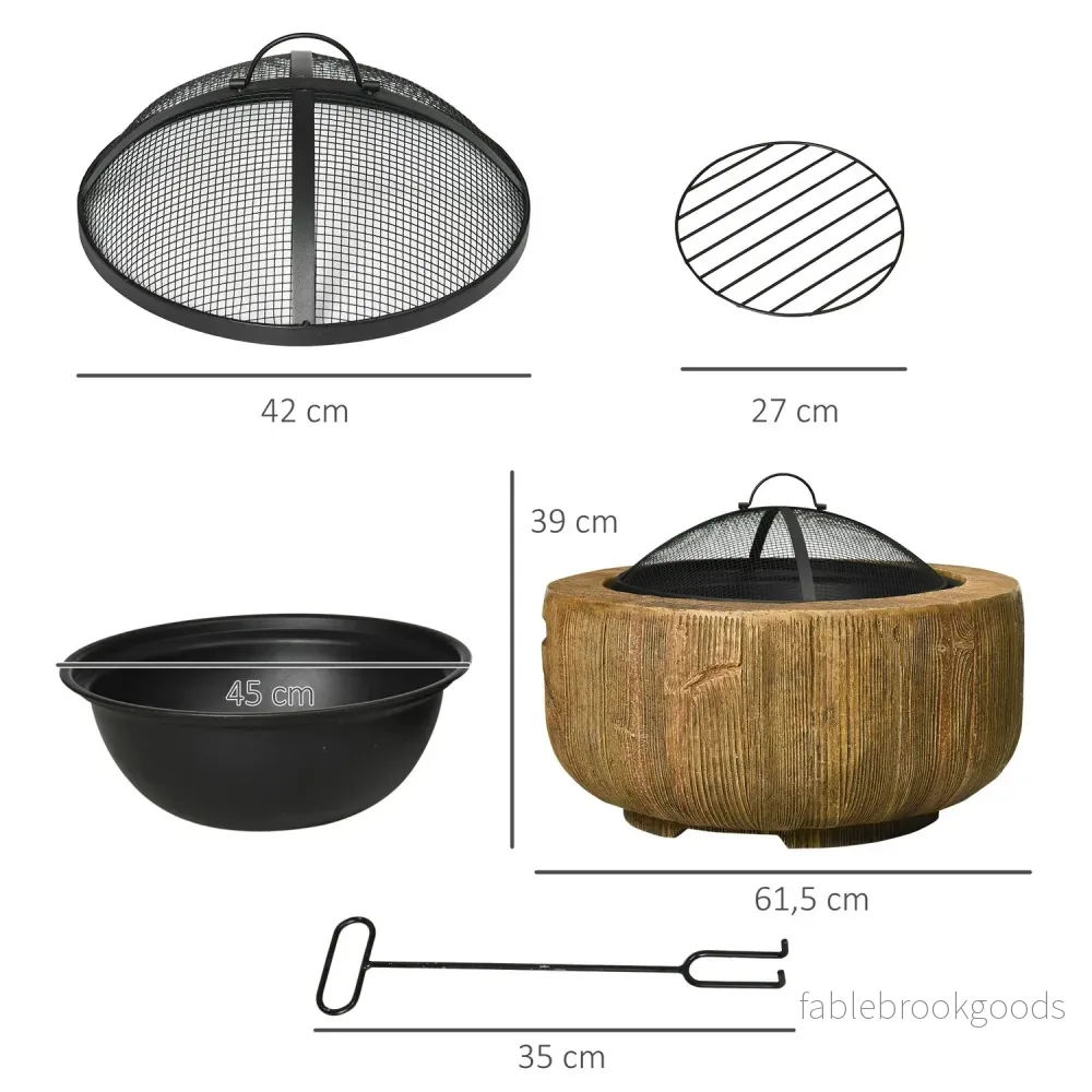 Steel Fire Pit Bowl med lock & poker för trädgårdscamping - Bild 3