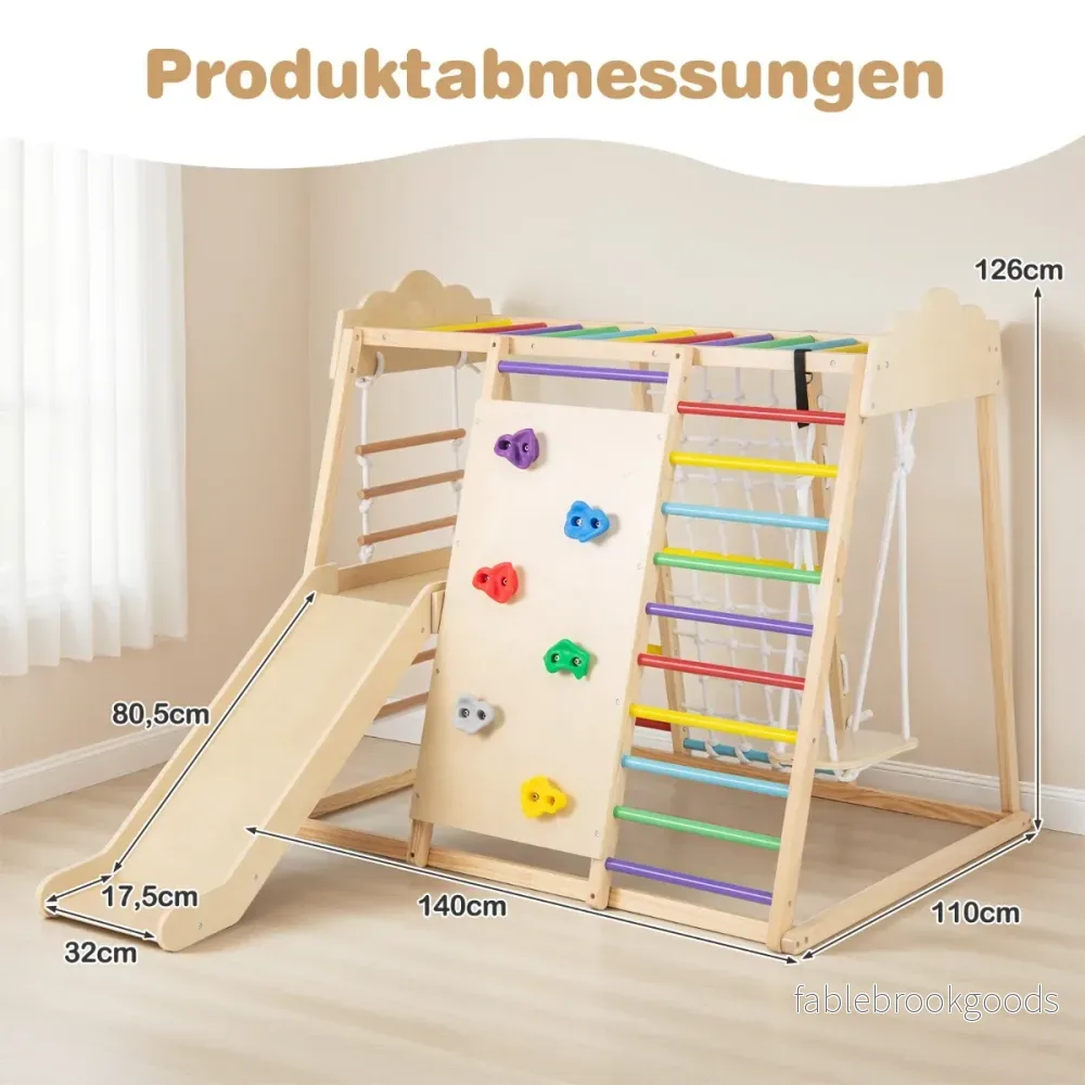 i – djungelgymnastikset i trä Montessori klätterleksaker med klätterstänger Flerfärgad – 8 1 – Färgglad - Bild 2