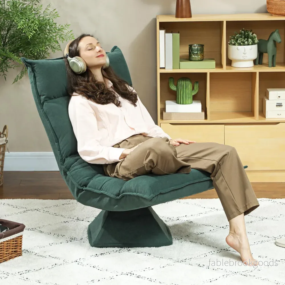 Swivel Floor Stol med justerbart ryggstöd – Green Velvet - Bild 2